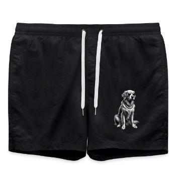Lustige Golden Retriever Hund Kunst Hundebesitzer - Badeshorts - Schwarz - Vorne - AI Model Male 185 light (185cm)