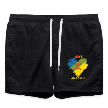 I LOVE AMAZIGH DANS MON COEUR KABYLE ET FIERE - Short de bain - noir - Devant - AI Model Male 185 light (185cm)