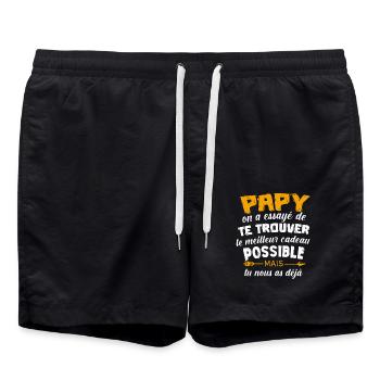 Papy On A Essayé De Te Trouver Le Meilleur Cadeau - Short de bain - noir - Devant - AI Model Male 185 light (185cm)