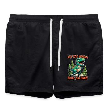 Paleontology Let The World Hear Your Prehistoric - Swim Trunks - black - Front - AI Model Male 185 light (185cm)