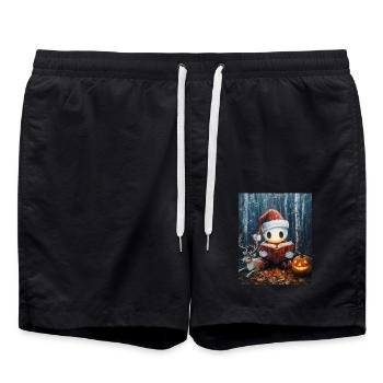 Halloween Geschenk Geist mit Weihnachtsmütze Deko - Badeshorts - Schwarz - Vorne - AI Model Male 185 light (185cm)