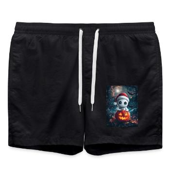 Halloween Geschenk Geist mit Weihnachtsmütze Deko - Badeshorts - Schwarz - Vorne - AI Model Male 185 light (185cm)