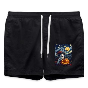 Halloween Geschenk Geist mit Weihnachtsmütze Deko - Badeshorts - Schwarz - Vorne - AI Model Male 185 light (185cm)