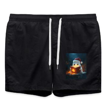 Halloween Geschenk Geist mit Weihnachtsmütze Deko - Badeshorts - Schwarz - Vorne - AI Model Male 185 light (185cm)