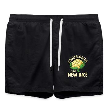 Cauliflower Is The New Rice für einen Diät Plan - Badeshorts - Schwarz - Vorne - AI Model Male 185 light (185cm)