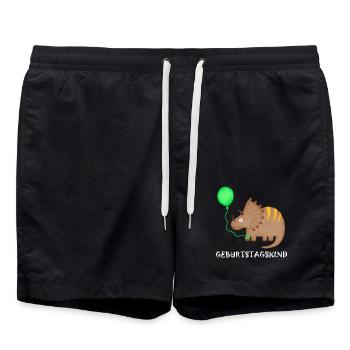 Birthday Boy Triceratops Dino Birthday - Swim Trunks - black - Front - AI Model Male 185 light (185cm)