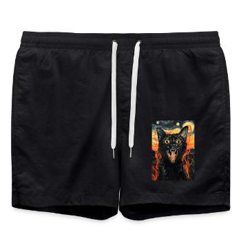 Katze - Badeshorts - Schwarz - Vorne - AI Model Male 185 light (185cm)