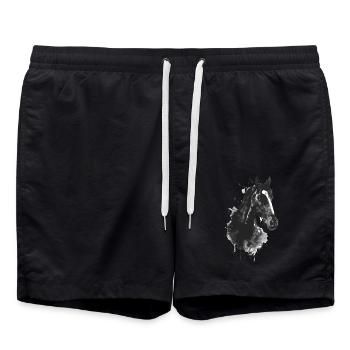 Pferd - Badeshorts - Schwarz - Vorne - AI Model Male 185 light (185cm)