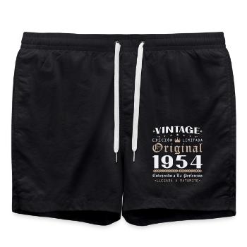 Vinatge 1954 Geburtstagsgeschenk - Badeshorts - Schwarz - Vorne - AI Model Male 185 light (185cm)