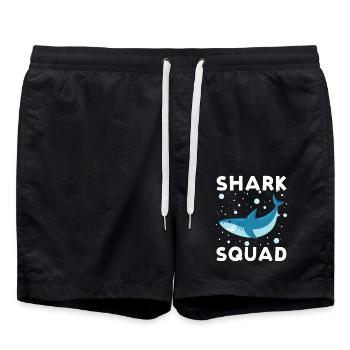 Cool Shark Squad with Surfboard Summer Vibes - Badeshorts - Schwarz - Vorne - AI Model Male 185 light (185cm)