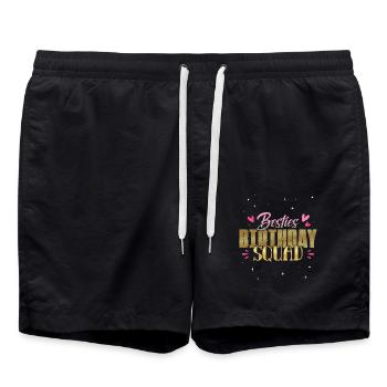 Sparkly Besties Birthday Squad Fun Party Graphic - Badeshorts - Schwarz - Vorne - AI Model Male 185 light (185cm)