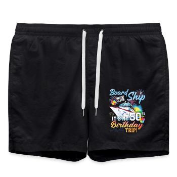 Celebrating 50th Birthday with a Cruise Adventure - Badeshorts - Schwarz - Vorne - AI Model Male 185 light (185cm)