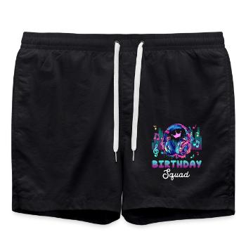 Music Lover's Birthday Squad Party Fun Graphic - Badeshorts - Schwarz - Vorne - AI Model Male 185 light (185cm)