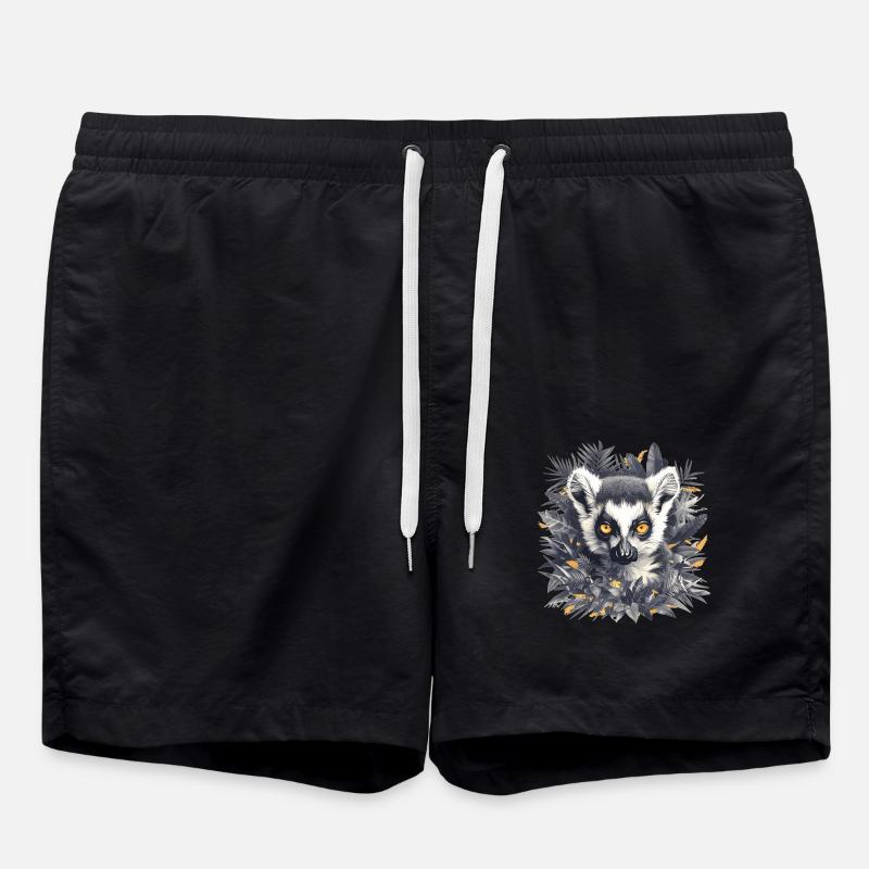 Lemuren Lemurs Lemur - Swim Trunks - black