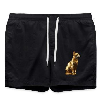 Katze - Badeshorts - Schwarz - Vorne - AI Model Male 185 light (185cm)