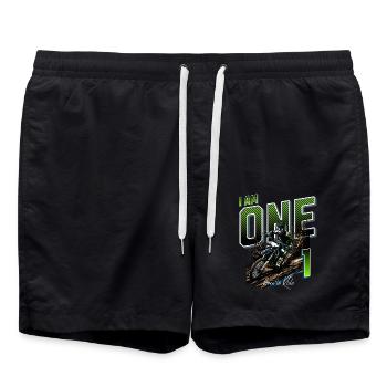 Motocross 1. Geburtstag - Badeshorts - Schwarz - Vorne - AI Model Male 185 light (185cm)