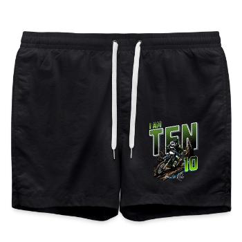 Motocross 10. Geburtstag - Badeshorts - Schwarz - Vorne - AI Model Male 185 light (185cm)