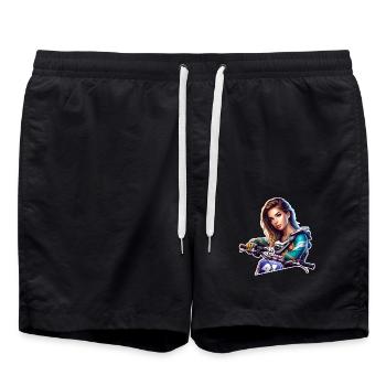 Motocross Women Girls - Swim Trunks - black - Front - AI Model Male 185 light (185cm)