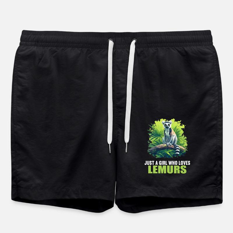 Lemuren Lemurs Lemur - Swim Trunks - black