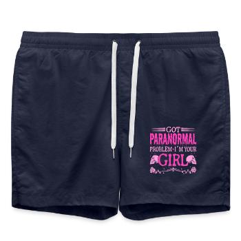 Paranormal Ghost Hunter Investigator I ́m Your Girl - Swim Trunks - french navy - Front - AI Model Male 185 light (185cm)