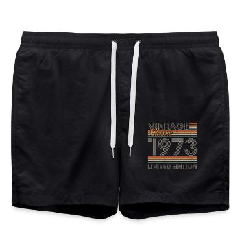1973 Vintage Anniversaire Rétro Cadeau - Short de bain - noir - Devant - AI Model Male 185 light (185cm)