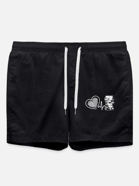 I Love Reading Heartbeat - Swim Trunks - black