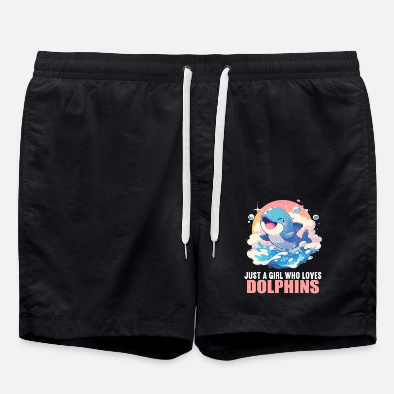 Dolphin Dolphins Dolphin - Swim Trunks - black