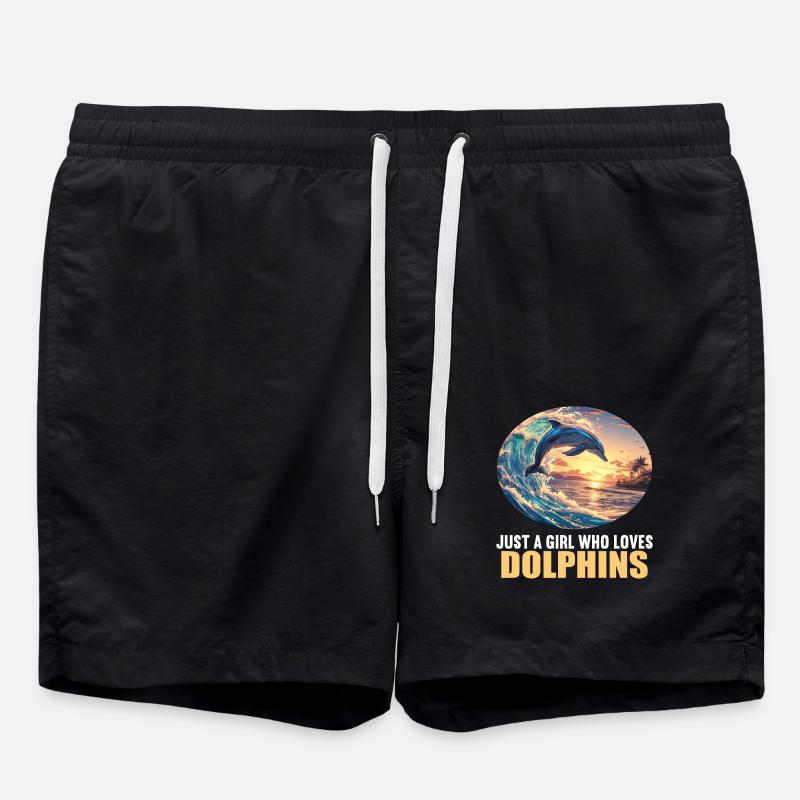 Dolphin Dolphins Dolphin - Swim Trunks - black