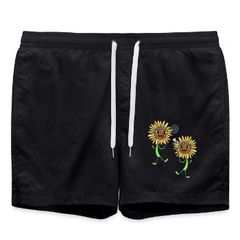 Sunflowers Tennis Tennis Players Sports Children - Swim Trunks - black - Front - AI Model Male 185 light (185cm)
