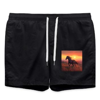 Pferd - Badeshorts - Schwarz - Vorne - AI Model Male 185 light (185cm)
