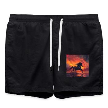Pferd - Badeshorts - Schwarz - Vorne - AI Model Male 185 light (185cm)