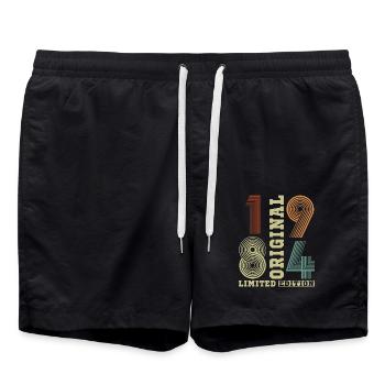 1984 Vintage Retro Geburtstagsgeschenk - Badeshorts - Schwarz - Vorne - AI Model Male 185 light (185cm)
