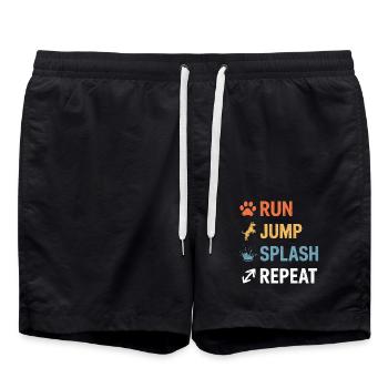 Dock Diving Spruch Dog Diving Dock Diving Geschenk - Badeshorts - Schwarz - Vorne - AI Model Male 185 light (185cm)