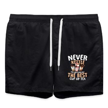 Never Kettle For Anything But The Best Cup Of Tea - Badeshorts - Schwarz - Vorne - AI Model Male 185 light (185cm)