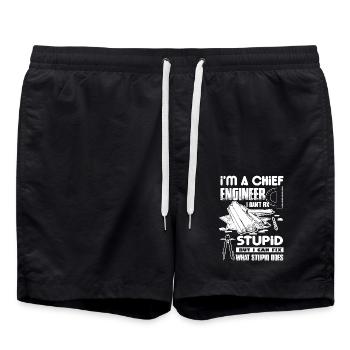 Chief Engineer I Cannot Fix Stupid - Swim Trunks - black - Front - AI Model Male 185 light (185cm)