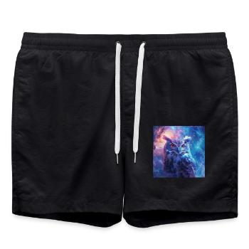 Eule - Badeshorts - Schwarz - Vorne - AI Model Male 185 light (185cm)