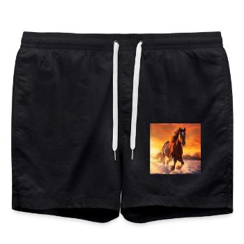 Pferd - Badeshorts - Schwarz - Vorne - AI Model Male 185 light (185cm)