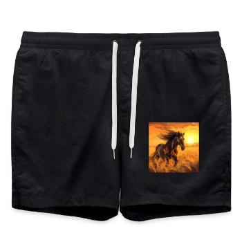 Pferd - Badeshorts - Schwarz - Vorne - AI Model Male 185 light (185cm)