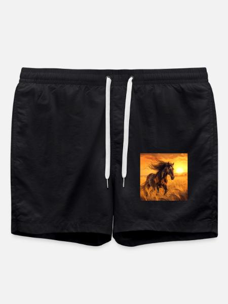 Pferd - Badeshorts - Schwarz