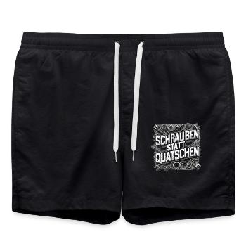 Screwing instead of chatting - Swim Trunks - black - Front - AI Model Male 185 light (185cm)