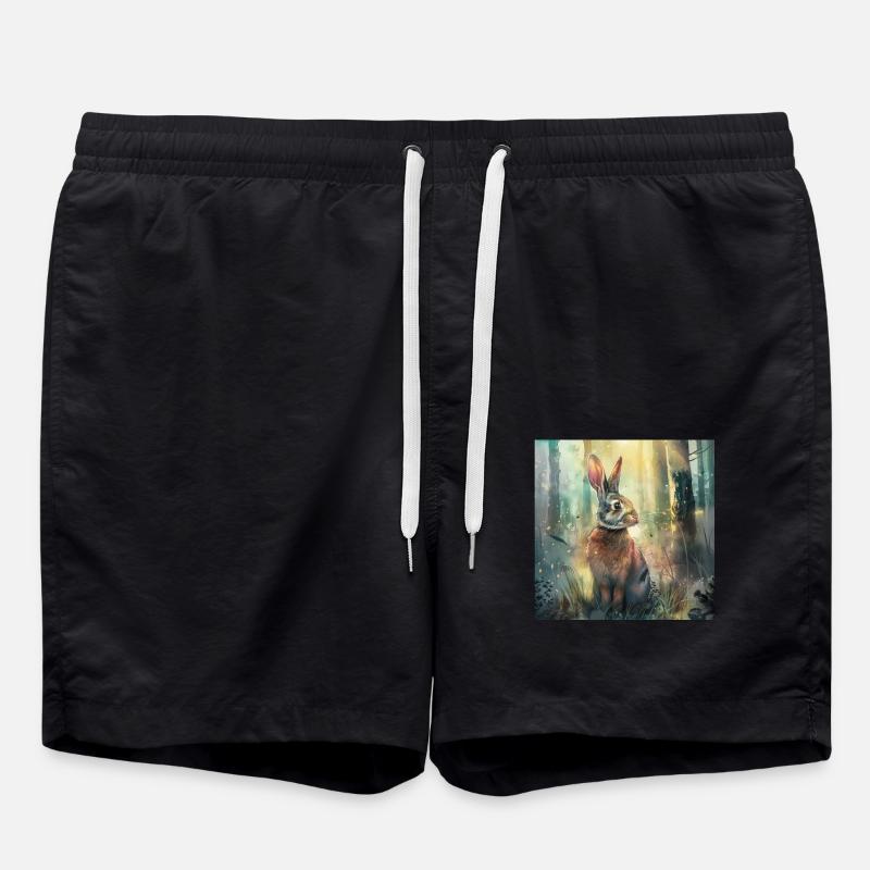 Kaninchen - Badeshorts - Schwarz