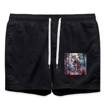Wolf - Swim Trunks - black - Front - AI Model Male 185 light (185cm)