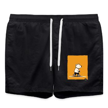Kleiner Eisbär auf Schlittschuhen - Badeshorts - Schwarz - Vorne - AI Model Male 185 light (185cm)