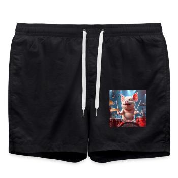 Schwein - Badeshorts - Schwarz - Vorne - AI Model Male 185 light (185cm)