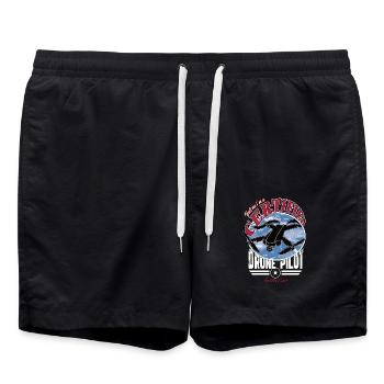 Certified Copter Drone Pilot Captain - Swim Trunks - black - Front - AI Model Male 185 light (185cm)