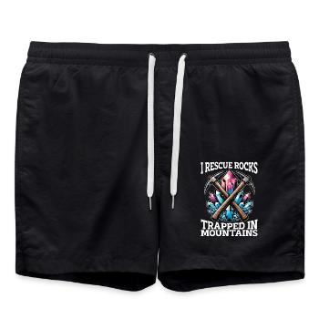 Rockhounding I Rescue Rocks Collecte de minéraux - Short de bain - noir - Devant - AI Model Male 185 light (185cm)