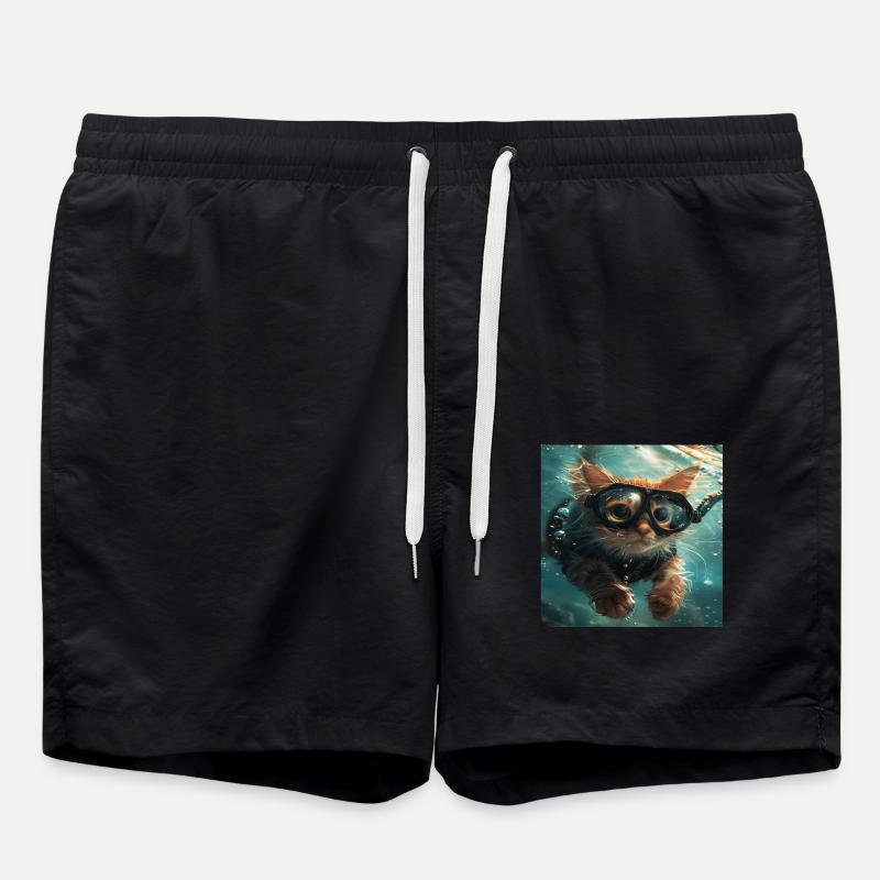 Katze - Badeshorts - Schwarz
