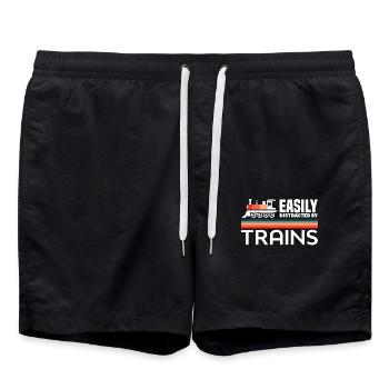 Facilement distrait par les trains Retro-Lok - Short de bain - noir - Devant - AI Model Male 185 light (185cm)