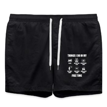 Things I do in my free time - Swim Trunks - black - Front - AI Model Male 185 light (185cm)
