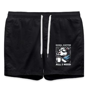 Funny Dog Art Dog Owner Dogs Coffee - Swim Trunks - black - Front - AI Model Male 185 light (185cm)